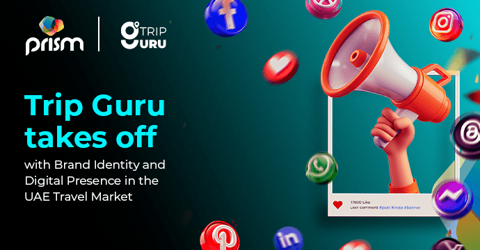 Prism Digital case study banner for Trip Guru brand identity and digital presence strategy in the UAE travel market